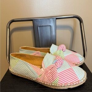 Talbots Pastel Striped Espadrilles with Bow Sz 7.5